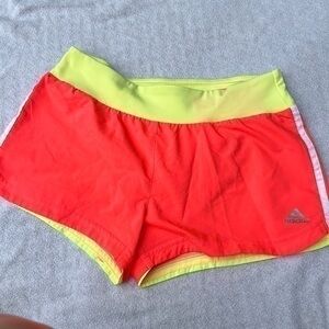 Adidas women’s running shorts orange and yellow size small